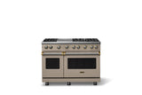 48"W. Sealed Burner Gas Range (Burner: 6g, Finish: Nantucket, Trim: Brushed Brass, Fuel: Natural Gas)