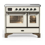 ILVE UMDIB40NR3AWB Majestic III 40 inch Induction Range with 6 Elements, 3.82 cu. ft. Total Oven Capacity (Triple Glass Door, Antique White, Burnished)