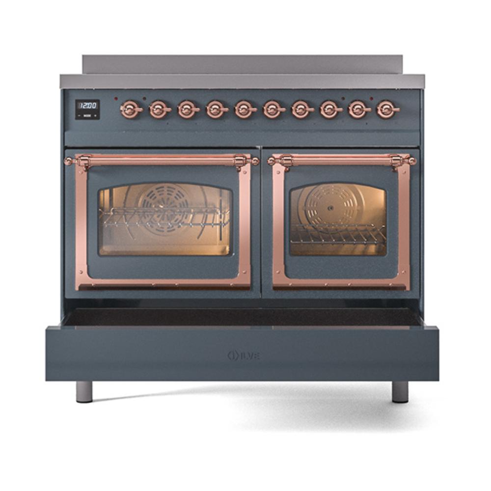 ILVE UNDI406NMPBGP Nostalgie II Noblesse 40 inch Induction Range (Triple Glass Door, Blue Grey, Copper)