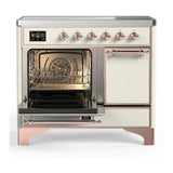 ILVE UMDIB40QNR3AWP Majestic III 40 inch Induction Range with 6 Elements, 3.82 cu. ft. Total Oven Capacity (Solid Door, Antique White, Copper)