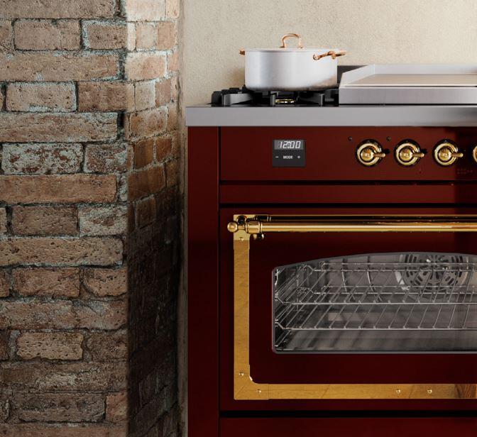 Nostalgie II 40 Inch Dual Fuel Natural Gas Freestanding Range in White with Brass Trim