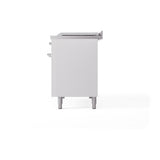 ILVE UN48FSQNMPWHCLP Nostalgie II Noblesse 48 inch Dual Fuel Range (5 Sealed Burners + Griddle + French Top, Liquid Propane, Solid Door, White, Chrome)