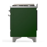 ILVE UM48FNR3EGC Majestic III 48 inch Dual Fuel Range with 8 Burners and Griddle, Dual Function Burner up to 25,000 BTU (Natural Gas, Triple Glass Door, Emerald Green, Chrome)