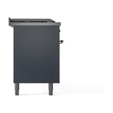 ILVE UN60FSQNMPBGGLP Nostalgie II Noblesse 60 inch Dual Fuel Range (7 Sealed Burners + Griddle + French Top, Liquid Propane, Solid Door, Blue Grey, Brass)