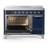 ILVE UMIB48QNR3MBC Majestic III 48 inch Induction Range with 6 Elements, 5.02 cu. ft. Total Oven Capacity (Solid Door, Midnight Blue, Chrome)