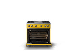 36"W. Sealed Burner Gas Range (Burner: 4g, Finish: Daffodil, Trim: Polished Chrome, Fuel: Propane)