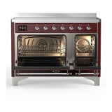 ILVE UMIB48NR3BUC Majestic III 48 inch Induction Range with 6 Elements, 5.02 cu. ft. Total Oven Capacity (Triple Glass Door, Burgundy, Chrome)