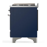 ILVE UM60FSQNR3MBC Majestic III 60 inch Dual Fuel Range with 7 Burners, Griddle and French Top, Dual Function Burner with up to 25,000 BTU (Natural Gas, Solid Door, Midnight Blue, Chrome)