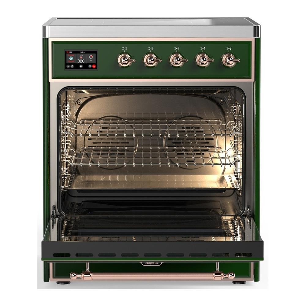 ILVE UMIB30NR3EGP Majestic III 30 inch Induction Range with 4 Elements, 4 cu. ft. Oven Capacity (Triple Glass Door, Emerald Green, Copper)