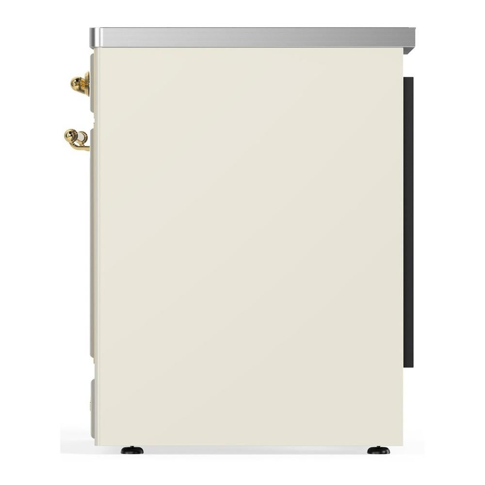 ILVE UMIB30QNR3AWG Majestic III 30 inch Induction Range with 4 Elements, 4 cu. ft. Oven Capacity (Solid Door, Antique White, Brass)