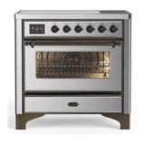 ILVE UMIB36NR3SSB Majestic III 36 inch Induction Range with 6 Elements, 3.5 cu. ft. Total Oven Capacity (Triple Glass Door, Stainless Steel, Burnished)