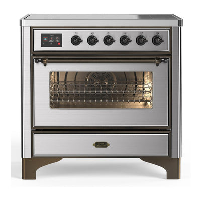 ILVE UMIB36NR3SSB Majestic III 36 inch Induction Range with 6 Elements, 3.5 cu. ft. Total Oven Capacity (Triple Glass Door, Stainless Steel, Burnished)
