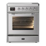 ILVE UMIB30NR3SSC Majestic III 30 inch Induction Range with 4 Elements, 4 cu. ft. Oven Capacity (Triple Glass Door, Stainless Steel, Chrome)