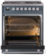 Professional Plus II 30 Inch Dual Fuel Natural Gas Freestanding Range in Blue Grey with Trim