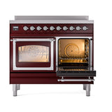ILVE UNDI406NMPBUC Nostalgie II Noblesse 40 inch Induction Range (Triple Glass Door, Burgundy, Chrome)