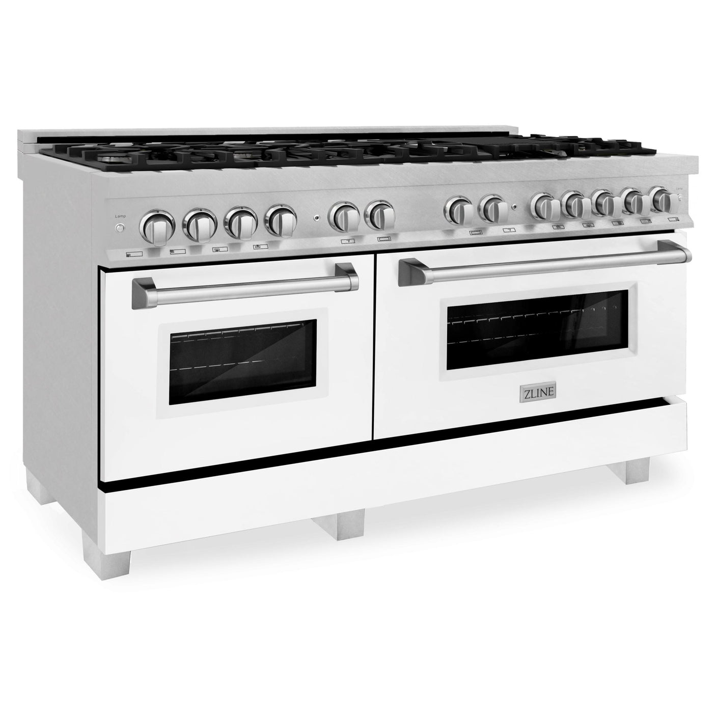 ZLINE 60 in. 7.4 cu. ft. Dual Fuel Range with Gas Stove and Electric Oven in DuraSnow Stainless Steel and Colored Door Options (RAS-60) [Color: DuraSnow Stainless Steel with Blue Matte Door]