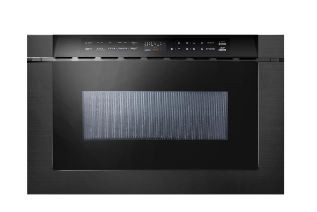 24" Built-In Microwave Drawer - Black Glass & Black Stainless