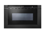 24" Built-In Microwave Drawer - Black Glass & Black Stainless