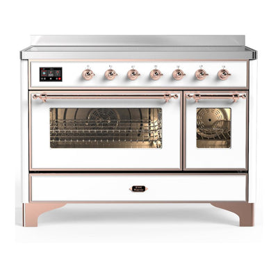 ILVE UMIB48NR3WHP Majestic III 48 inch Induction Range with 6 Elements, 5.02 cu. ft. Total Oven Capacity (Triple Glass Door, White, Copper)