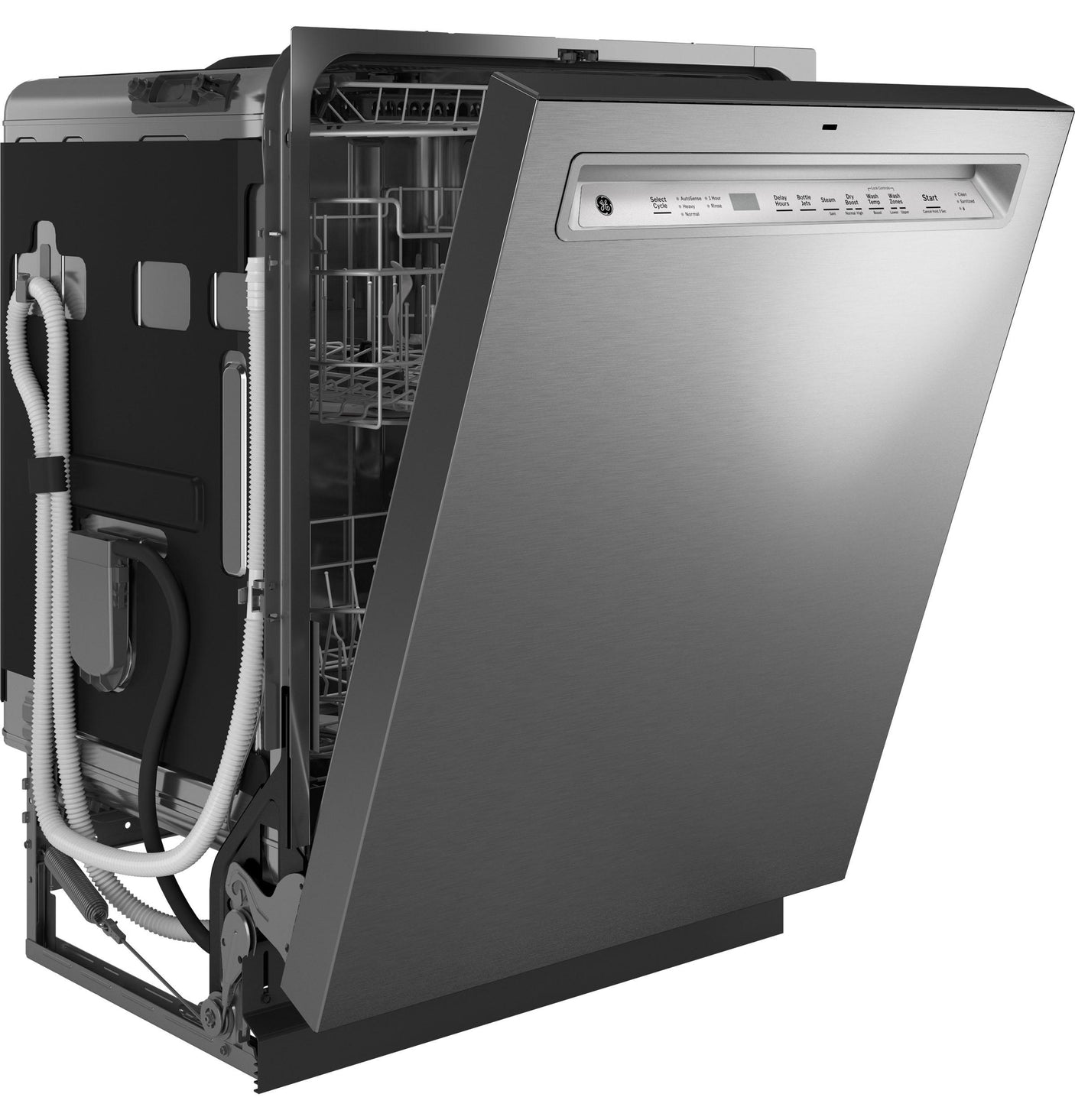 GE® ENERGY STAR® Front Control with Stainless Steel Interior Dishwasher with Sanitize Cycle