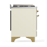 ILVE UM48FNR3AWGLP Majestic III 48 inch Dual Fuel Range with 8 Burners and Griddle, Dual Function Burner up to 25,000 BTU (Liquid Propane, Triple Glass Door, Antique White, Brass)