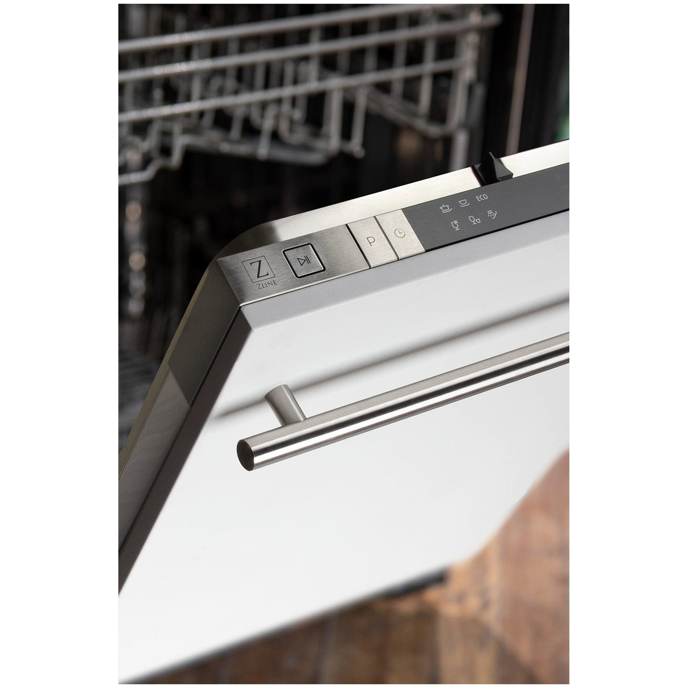 ZLINE 18 in. Compact Top Control Dishwasher with Stainless Steel Tub and Modern Style Handle, 52 dBa (DW-18) [Color: White Matte]