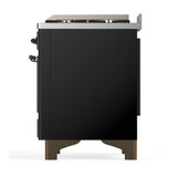 ILVE UMD40FNR3BKBLP Majestic III 40 inch Dual Fuel Range with 6 Burners and Griddle, Dual Function Burner up to 25,000 BTU (Liquid Propane, Triple Glass Door, Glossy Black, Burnished)