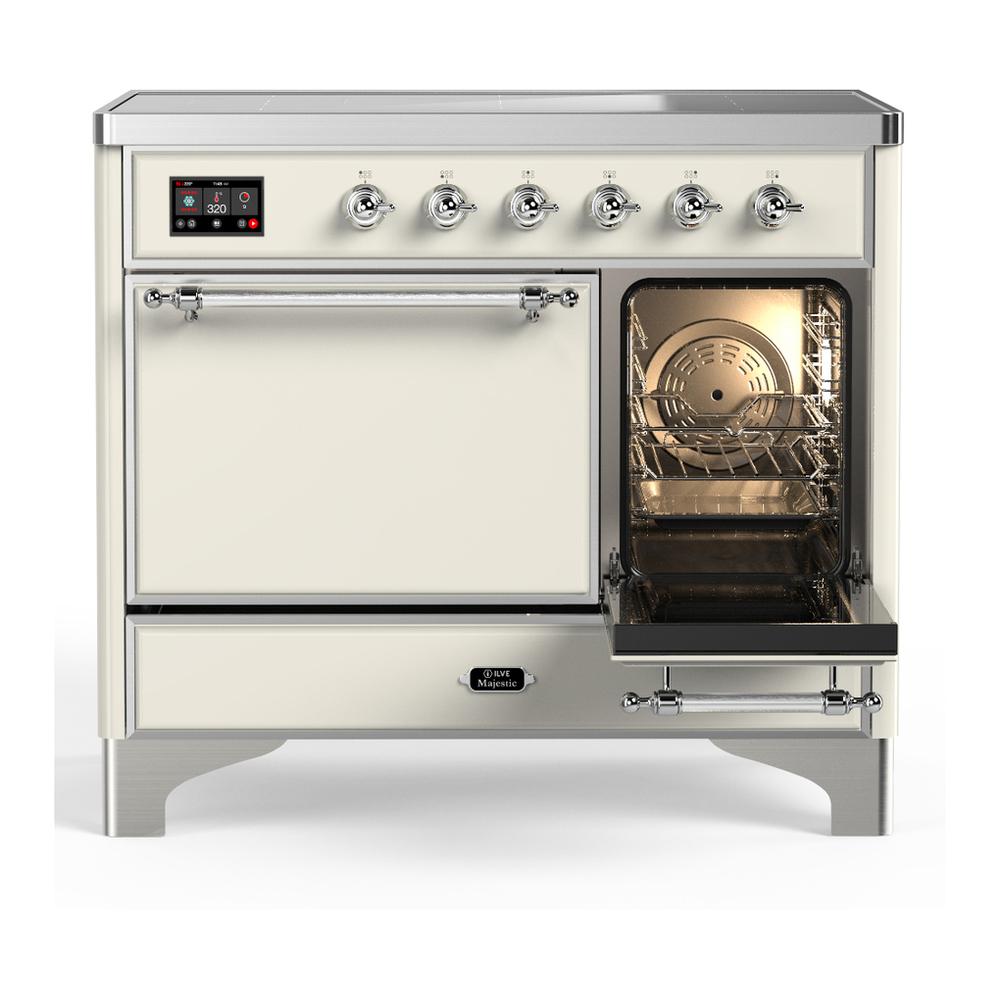 ILVE UMDIB40QNR3AWC Majestic III 40 inch Induction Range with 6 Elements, 3.82 cu. ft. Total Oven Capacity (Solid Door, Antique White, Chrome)