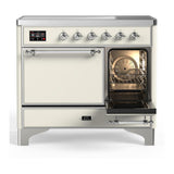 ILVE UMDIB40QNR3AWC Majestic III 40 inch Induction Range with 6 Elements, 3.82 cu. ft. Total Oven Capacity (Solid Door, Antique White, Chrome)