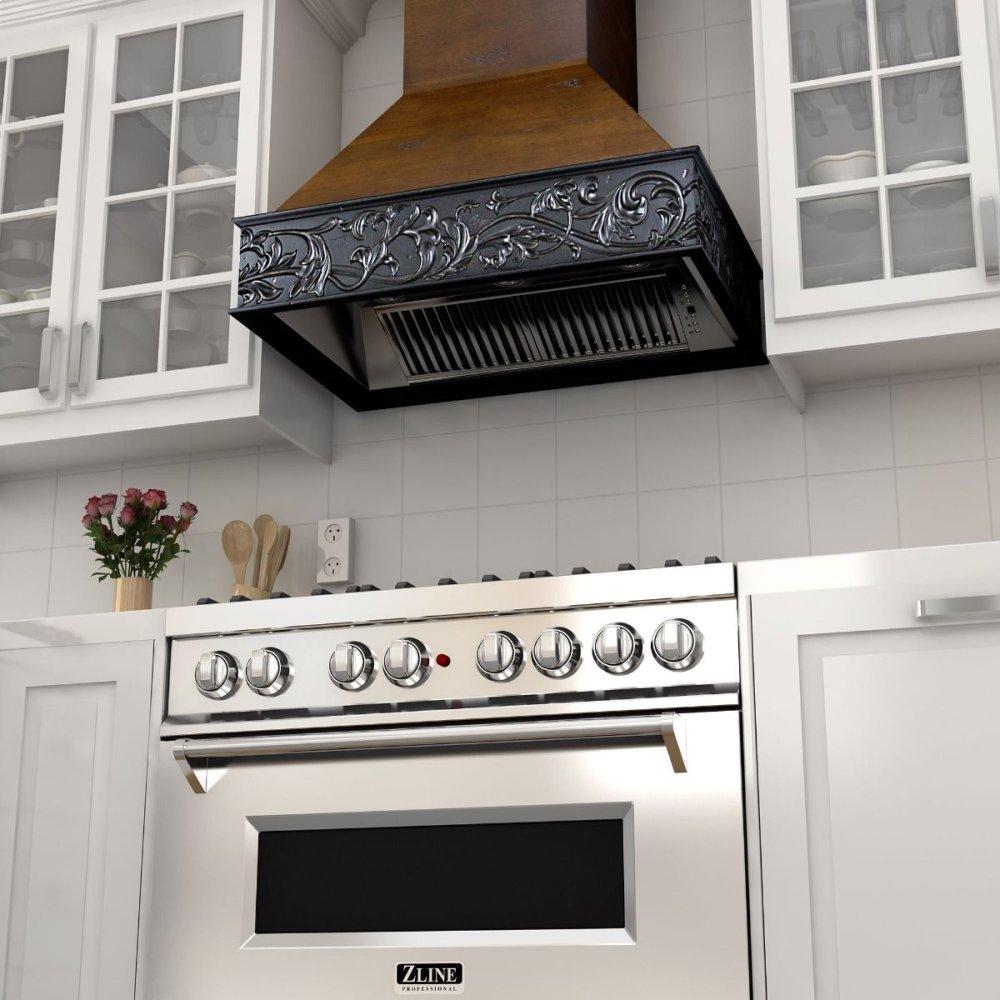 ZLINE 30 in. Wooden Wall Mount Range Hood in Antigua and Walnut - Includes Remote Motor