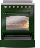 Nostalgie II 30 Inch Electric Freestanding Range in Emerald Green with Bronze Trim