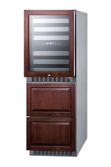 24" Wide Combination Dual-zone Wine Cellar and 2-drawer Refrigerator-freezer (panels Not Included)