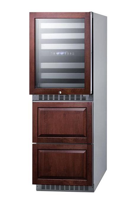 24" Wide Combination Dual-zone Wine Cellar and 2-drawer Refrigerator-freezer (panels Not Included)