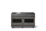 60"W. Sealed Burner Gas Range (Finish: Damascus Gray, Trim: Polished Chrome, Fuel: Propane)