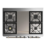 ILVE UMD40FNR3BUBLP Majestic III 40 inch Dual Fuel Range with 6 Burners and Griddle, Dual Function Burner up to 25,000 BTU (Liquid Propane, Triple Glass Door, Burgundy, Burnished)
