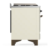 ILVE UM60FQNR3AWB Majestic III 60 inch Dual Fuel Range with 9 Burners and Griddle, Dual Function Burner up to 25,000 BTU (Natural Gas, Solid Door, Antique White, Burnished)