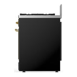 ILVE UM30QNR3BKGLP Majestic III 30 inch Dual Fuel Range with 5 Black Brass Burners, Dual Function Burner up to 25,000 BTU (Liquid Propane, Solid Door, Glossy Black, Brass)
