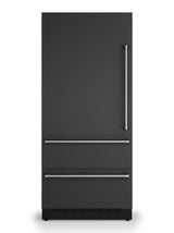 36"W. Integrated Bottom Freezer Door Panel Left Hinge - Cast Black