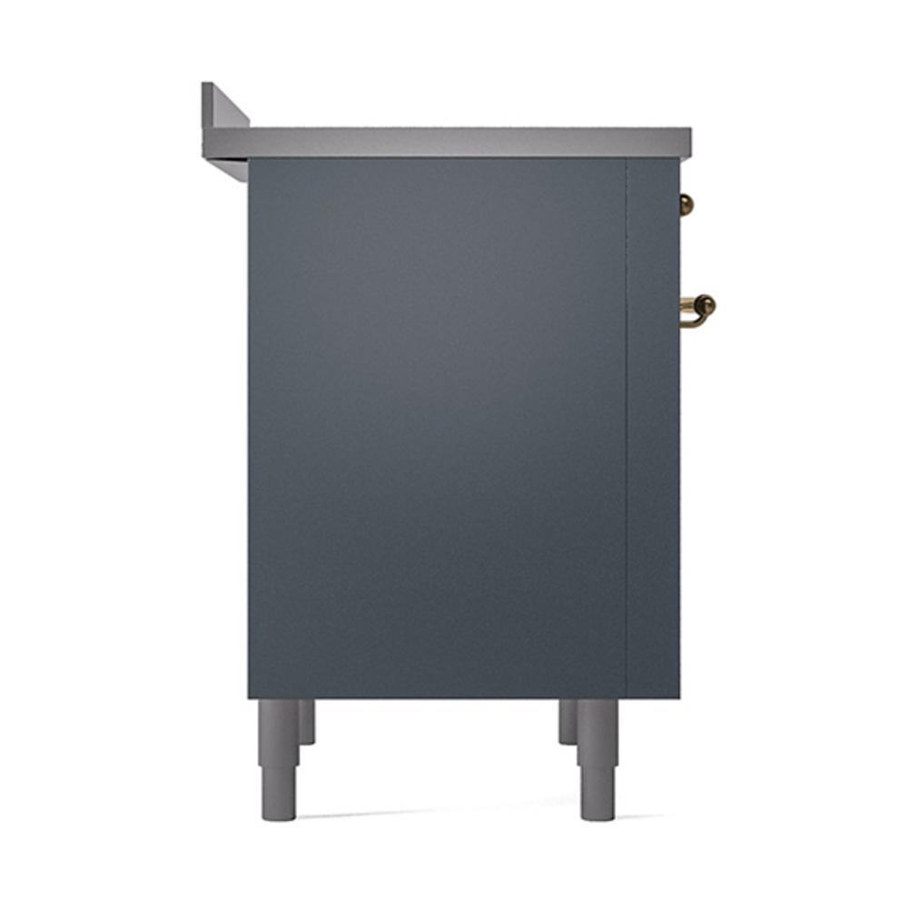 ILVE UNI366QNMPBGG Nostalgie II Noblesse 36 inch Induction Range (Solid Door, Blue Grey, Brass)