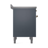ILVE UNI366QNMPBGG Nostalgie II Noblesse 36 inch Induction Range (Solid Door, Blue Grey, Brass)