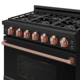 36 Inch Professional Liquid Propane Range With Precision Knob In Black and Rose Gold  Gordon Ramsay Series