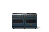 60"W.Dual Fuel Range (Finish: Squall, Trim: Brushed Brass, Fuel: Propane)