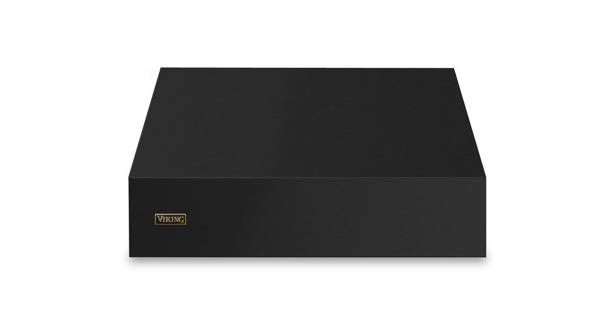 36"W. 18"H. Wall Hood (Finish: Cast Black, Trim: Brushed Brass)
