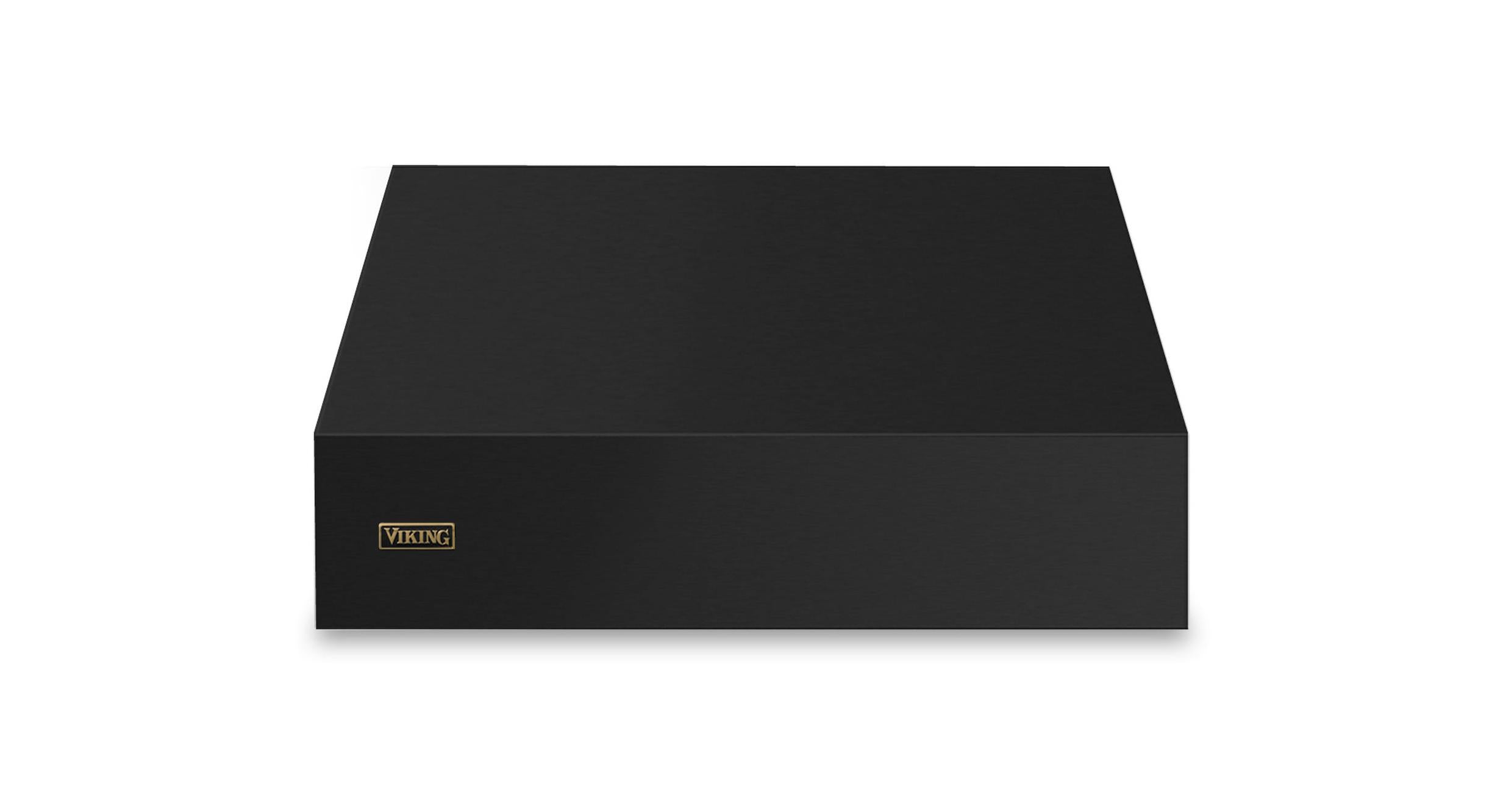 36"W. 18"H. Wall Hood (Finish: Cast Black, Trim: Brushed Brass)
