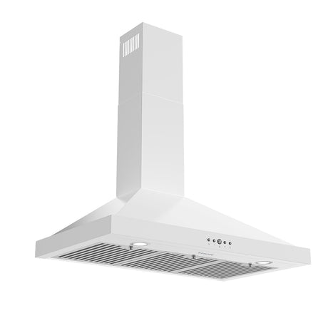 36 Inch Wall Mounted Chimney Range Hood With 350 Cfm In White