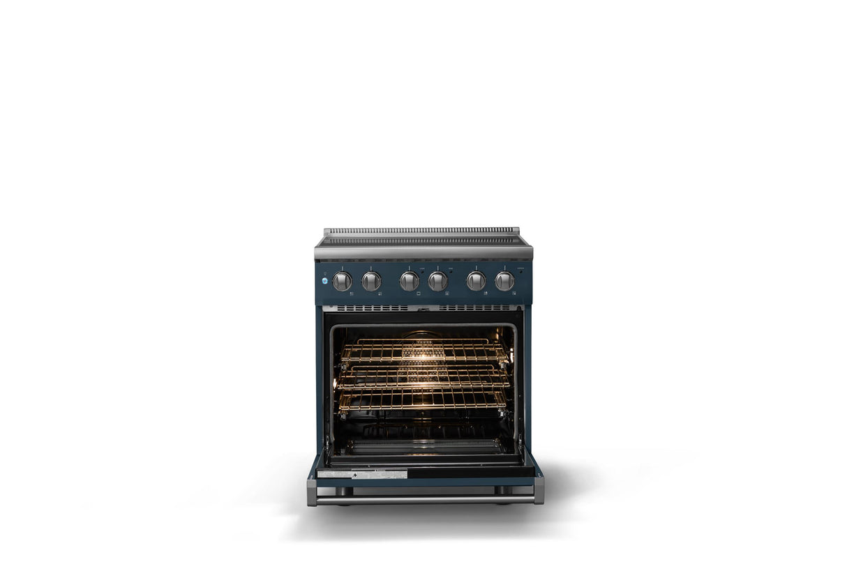30"W. Electric Range (Finish: Squall, Trim: Polished Chrome)