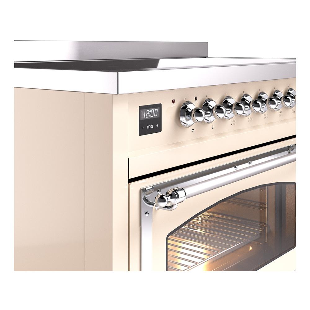 ILVE UNI486NMPAWC Nostalgie II Noblesse 48 inch Induction Range (Triple Glass Door, Antique White, Chrome)
