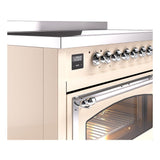 ILVE UNI486NMPAWC Nostalgie II Noblesse 48 inch Induction Range (Triple Glass Door, Antique White, Chrome)