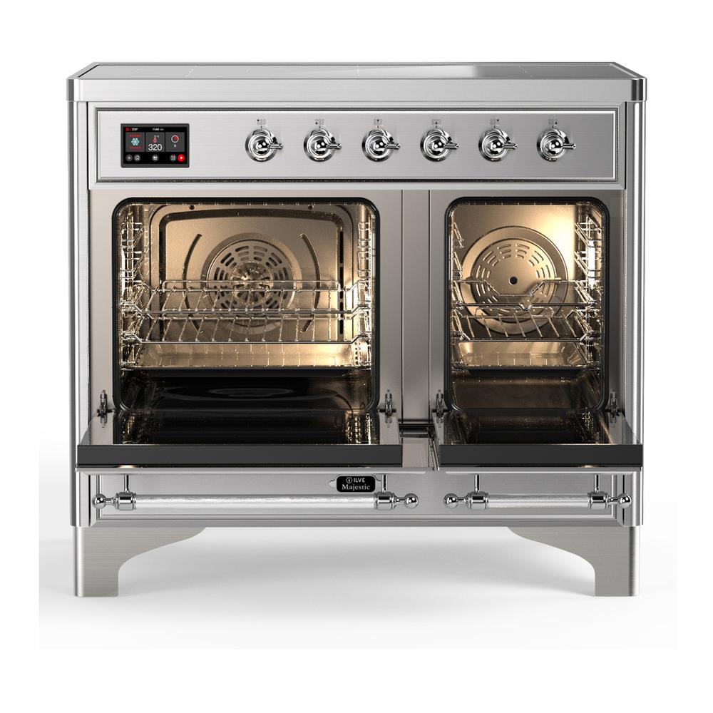 ILVE UMDIB40QNR3SSC Majestic III 40 inch Induction Range with 6 Elements, 3.82 cu. ft. Total Oven Capacity (Solid Door, Stainless Steel, Chrome)