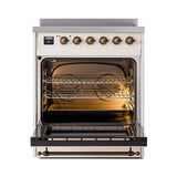 ILVE UNI304QNMPAWB Nostalgie II Noblesse 30 inch Induction Range (Solid Door, Antique White, Burnished)